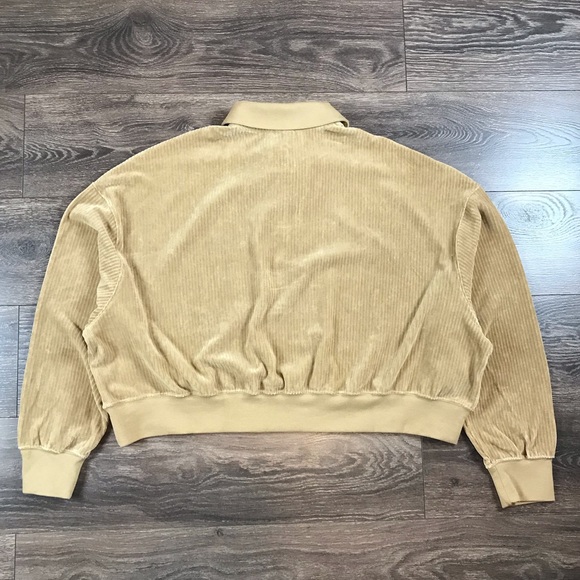 Nike Sportswear Women's Velour Tan Corduroy 1/4 Zip Pullover Collard Top Sz XXL - Picture 8 of 8